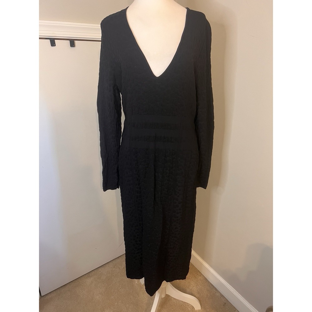 GOOD AMERICAN Black Leopard Long Sleeve Bodycon Midi Dress 7 3XL GSK0014